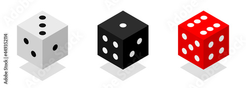 Dice vector set. Cube for play, isometric style