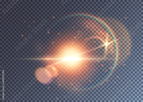 Colorful magical light effect with rainbow halo