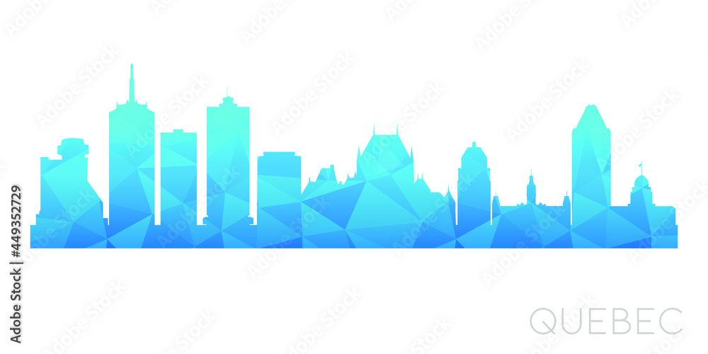 Quebec City, QC, Canada Low Poly Skyline Clip Art City Design. Geometric Polygon Graphic Horizon Icon. Vector Illustration Symbol.