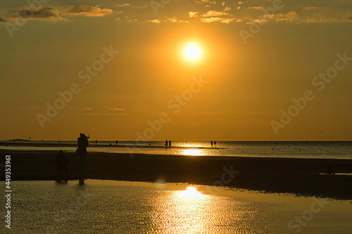 silhouette of a person on the beach at sunset