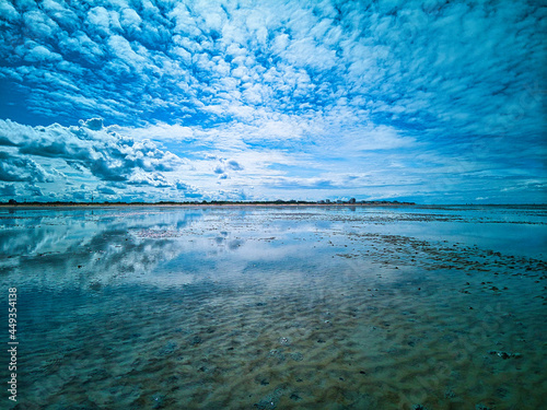 water reflection blue sky