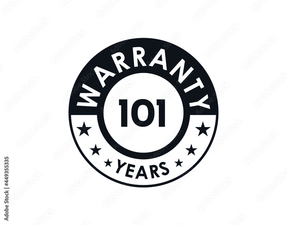 101 years warranty logo isolated on white background