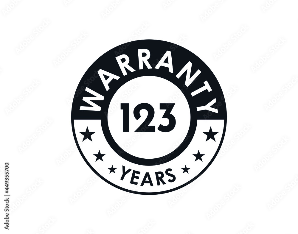 123 years warranty logo isolated on white background