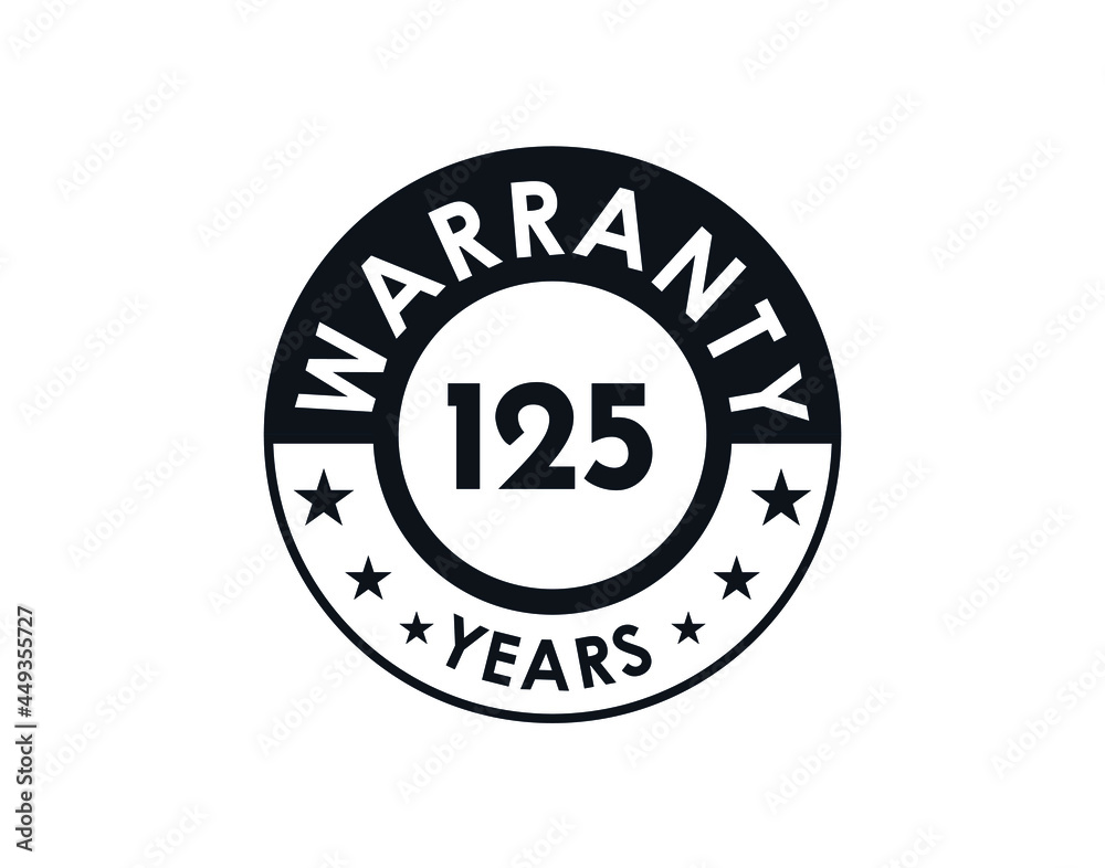 125 years warranty logo isolated on white background