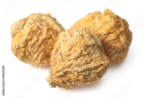Three Maca roots isolated on white background