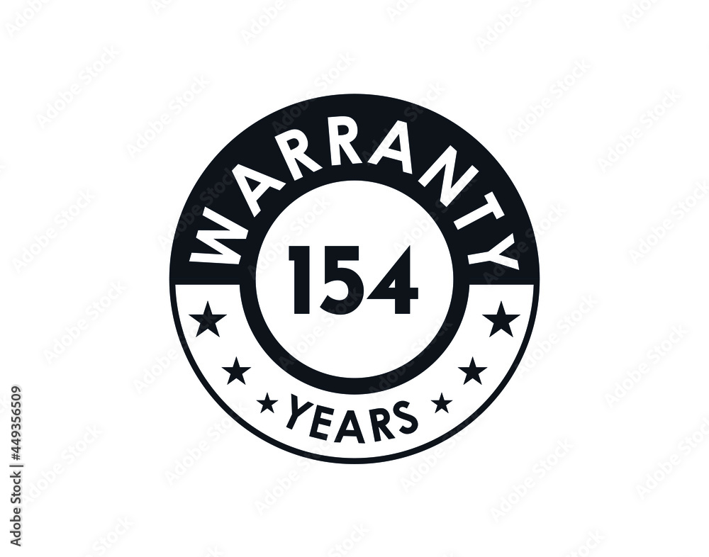 154 years warranty logo isolated on white background