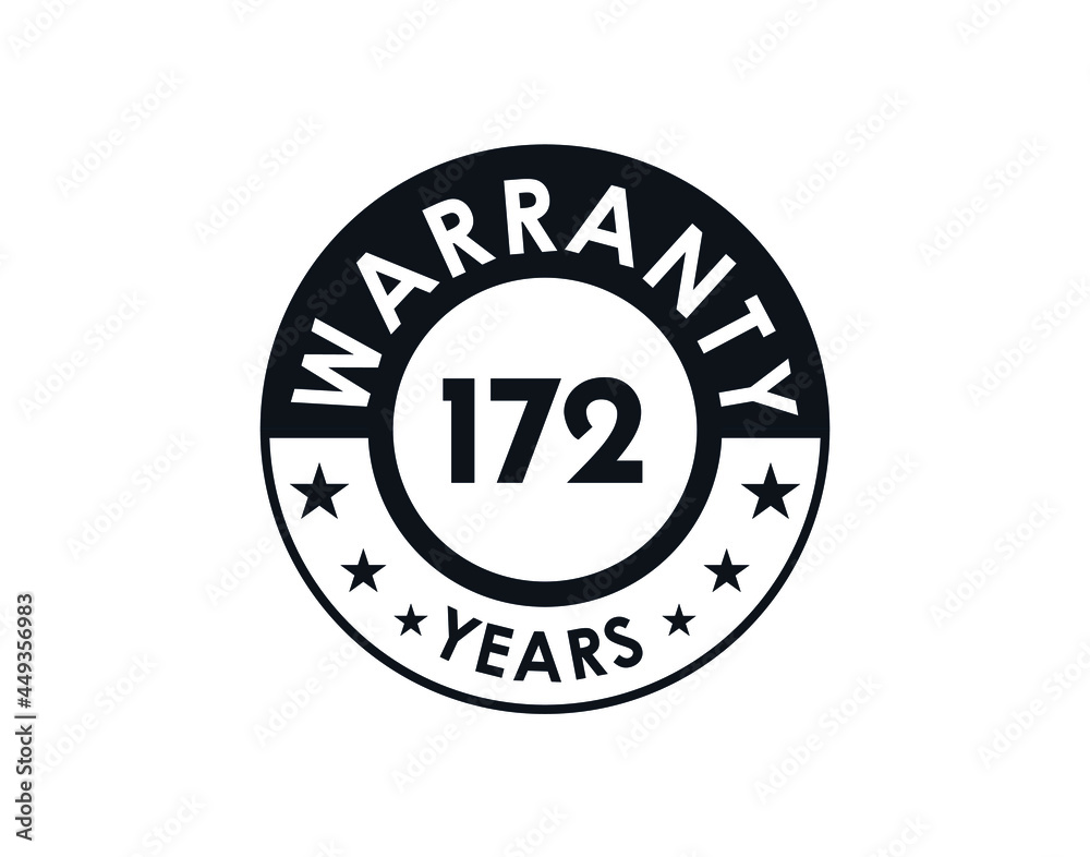 172 years warranty logo isolated on white background