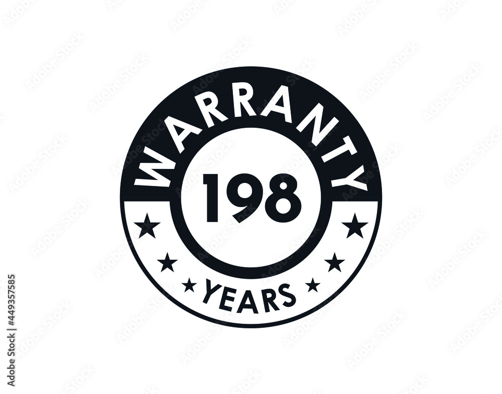 198 years warranty logo isolated on white background