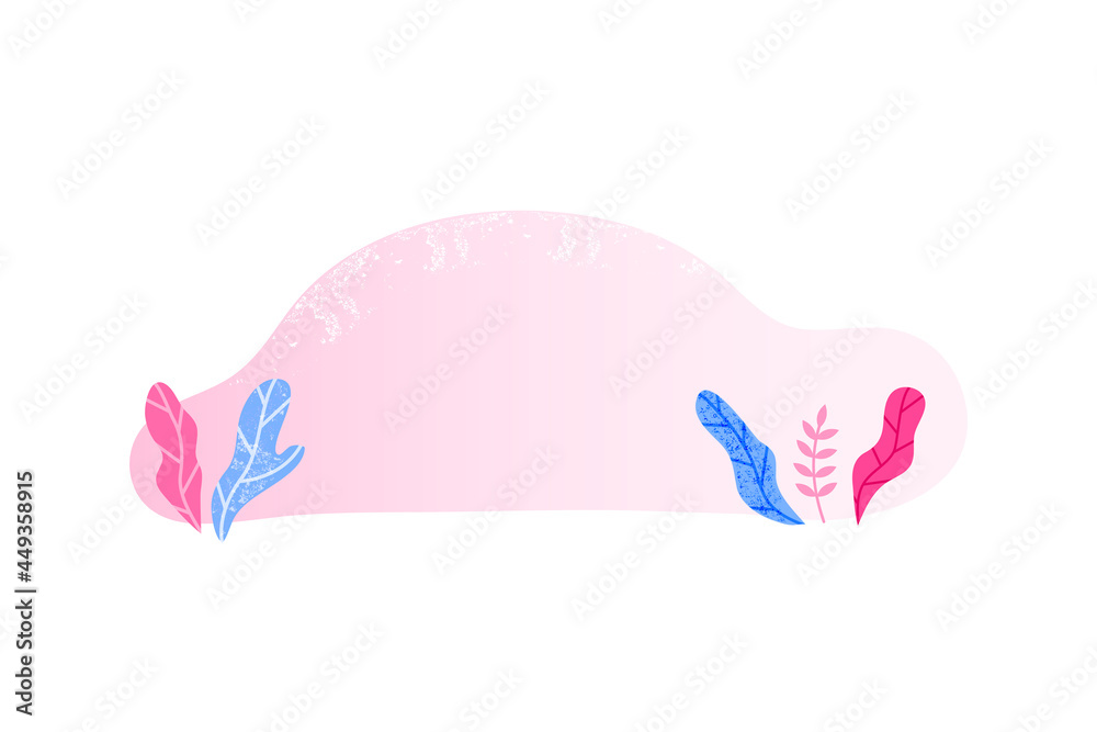 Fluid shape and flat colorful leaves.