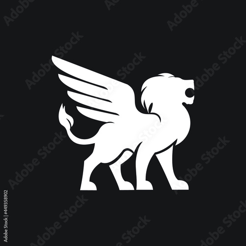 winged lion black silhouette logo exclusive design inspiration