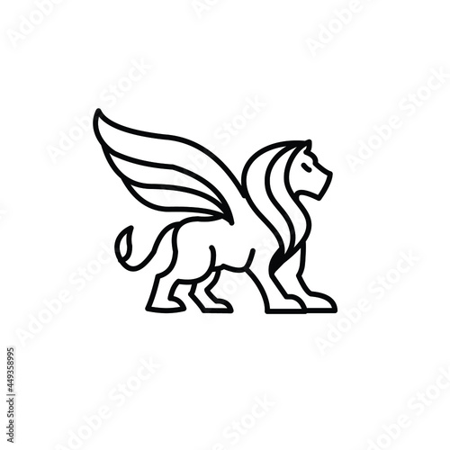 winged lion line logo exclusive design inspiration 