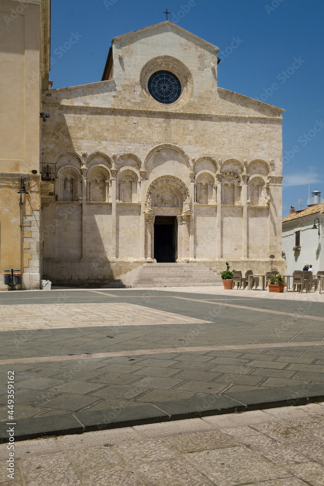 The  ancient medieval Cathedral of Santa Maria della Purificazione at the main square of Termoli , Molise , Italy