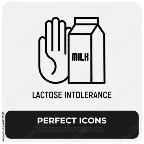 Lactose intolerance thin line icon. Modern vector illustration of allergic ingredient.