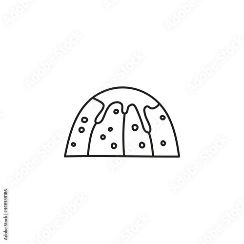 Doodle outline Easter kulich cake.