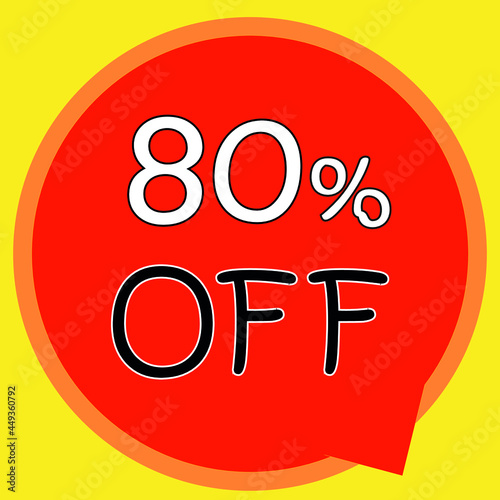 80% OFF on banner discount promotion. Discount on offer price tag. Red special offer sale tag. Modern vector label illustration. isolated background	
