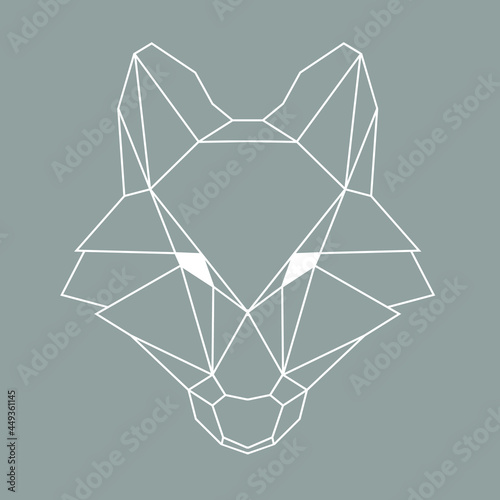 Polygonal wolf head. Linear wolf. Low poly animal. Polygonal logo.		