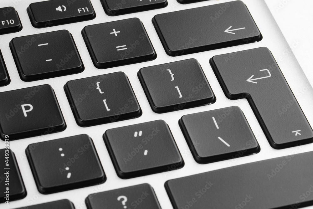 Closeup view of buttons on modern computer keyboard
