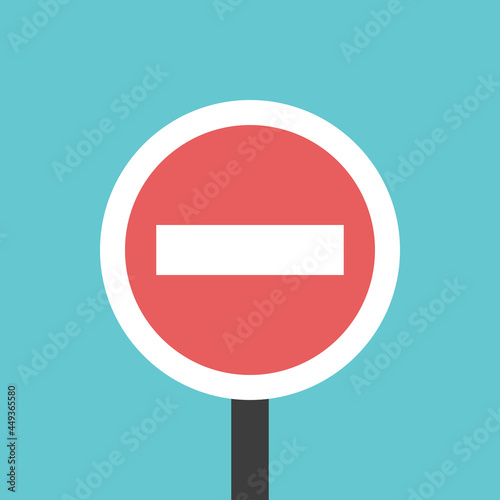 Fotografie No-entry traffic sign, white brick in red circle