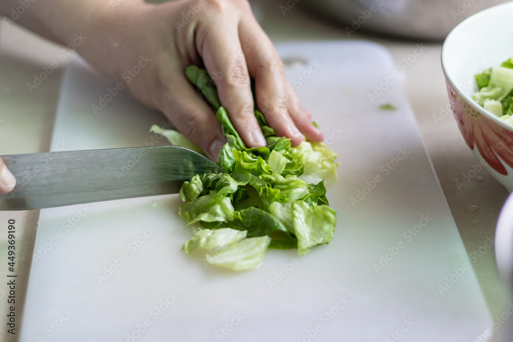 Local lifestyle housewife cut vegetables preparing for cook Local lifestyle housewife cut vegetables preparing for cook
