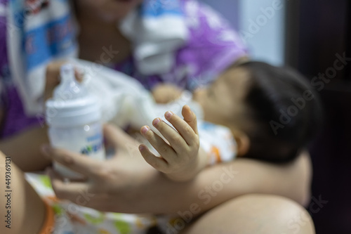 Selective focus on baby hand