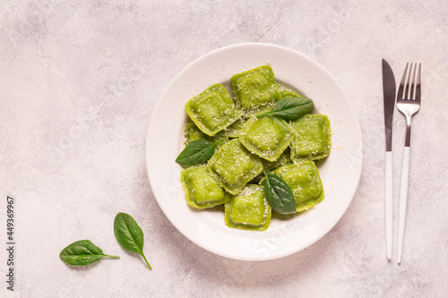 Ravioli with spinach and parmesan. © tbralnina