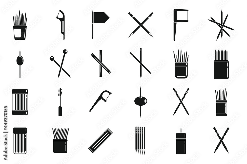 Toothpick icons set simple vector. Clean accessory Toothpick icons set simple vector. Clean accessory