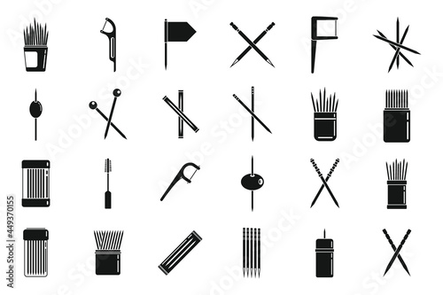 Toothpick icons set simple vector. Clean accessory