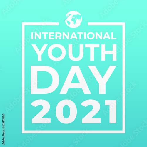 international youth day 2021, happy youth day modern creative minimalist banner, sign, design concept, social media post, template with white text on a blue background 