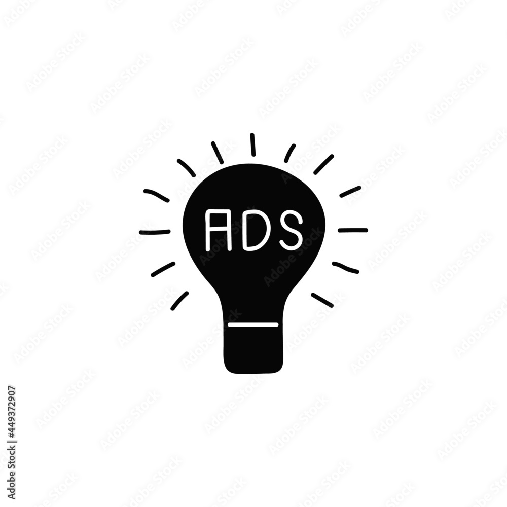 Fototapeta premium Admarketing icon in solid black flat shape glyph icon, isolated on white background 