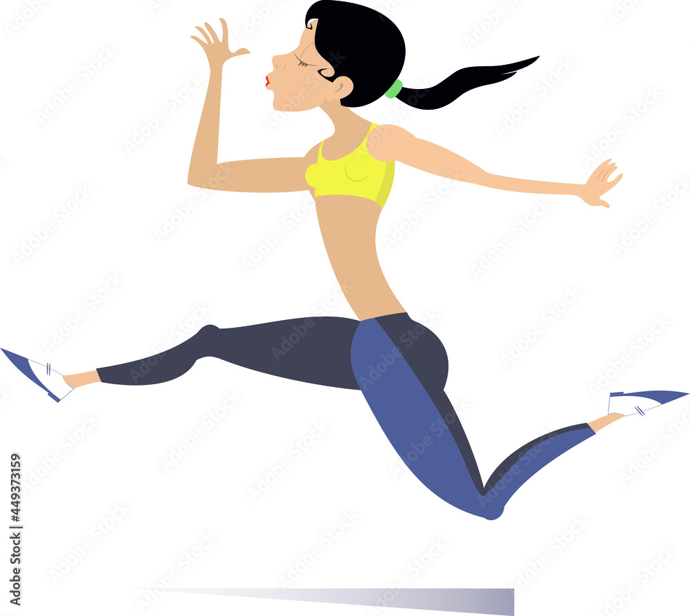 Running young woman illustration.
Pretty young woman runs and looks healthy and happy isolated on white
Running young woman illustration.
Pretty young woman runs and looks healthy and happy isolated on white
