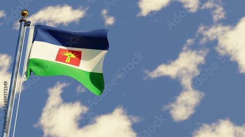 Barinas 3D rendered realistic waving flag illustration on Flagpole. Isolated on sky background with space on the right side.