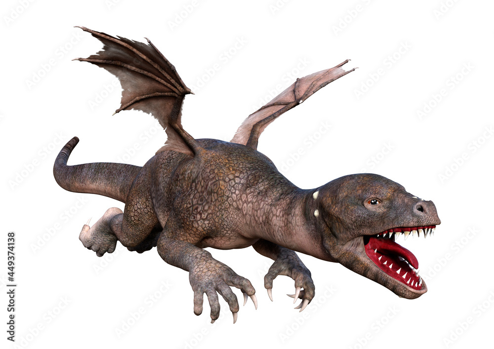 Fototapeta premium 3D Rendering Fairy Tale Dragon on White