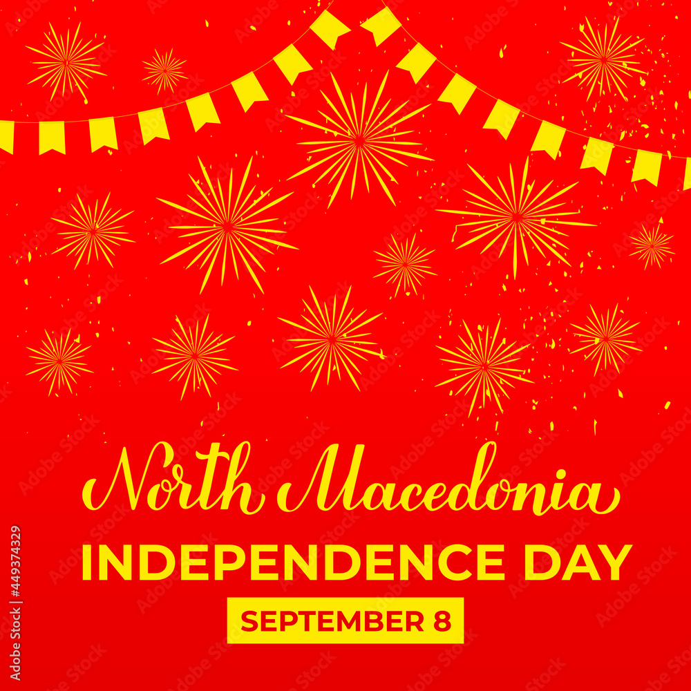 North Macedonia Republic Day typography poster. National holiday on September 8. Vector template for banner, flyer, postcard