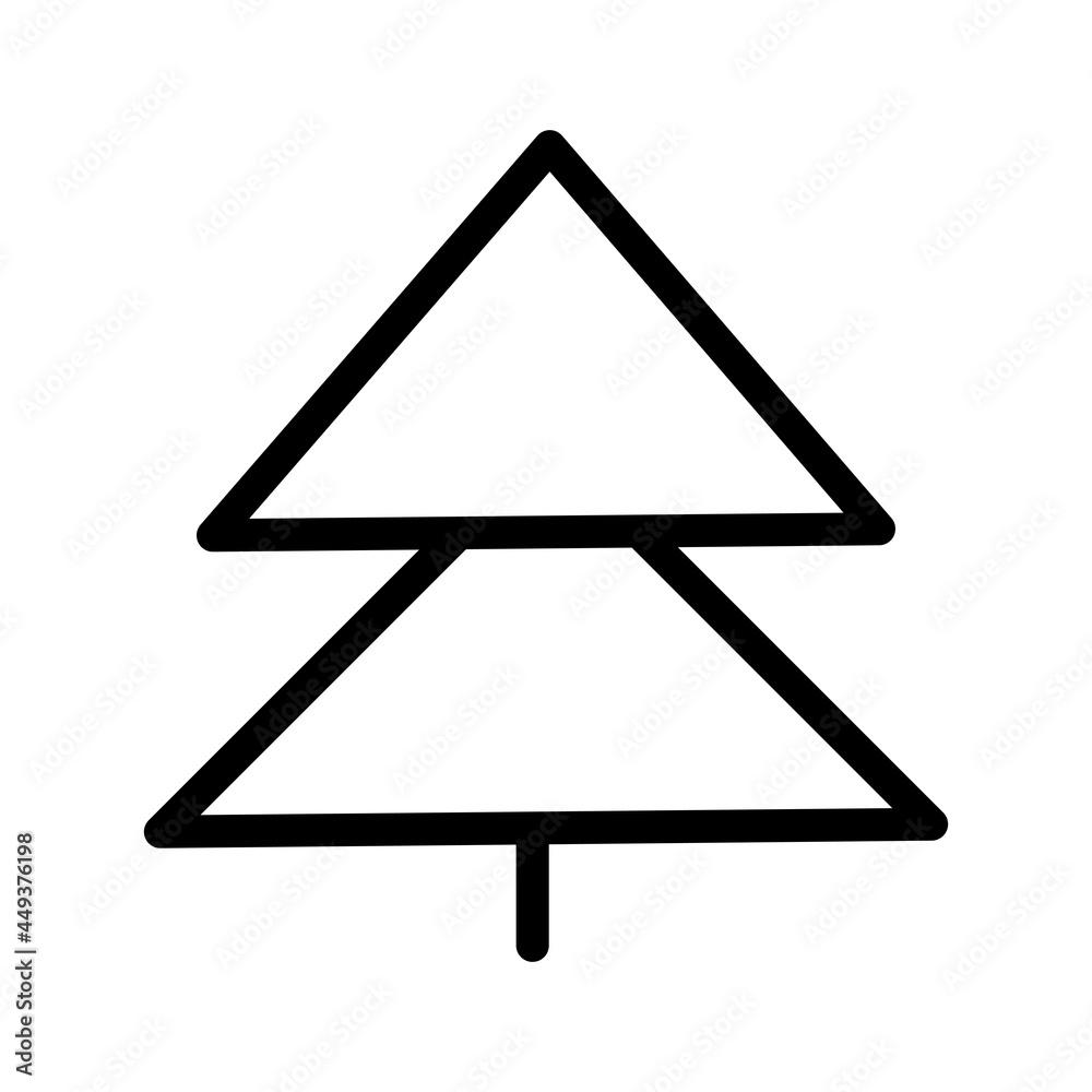 Black and white template fir tree icon. Vector symbol sign isolated on white background. Trees flat line icons set. Plants, landscape design. Business idea concept Black and white template fir tree icon. Vector symbol sign isolated on white background. Trees flat line icons set. Plants, landscape design. Business idea concept