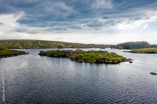 Aerial view of island in Lough Craghy, Tully Lake - Part of the Dungloe systen
