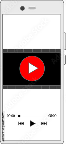 シンプルなスマホと動画再生画面のイメージ「シルバー」