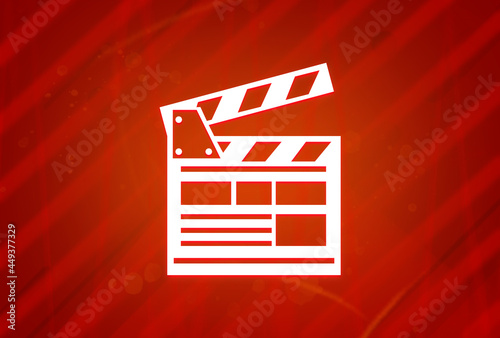 Cinema icon isolated on abstract red gradient magnificence background photo