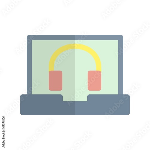 Online Call Flat Light Vector Icon Design