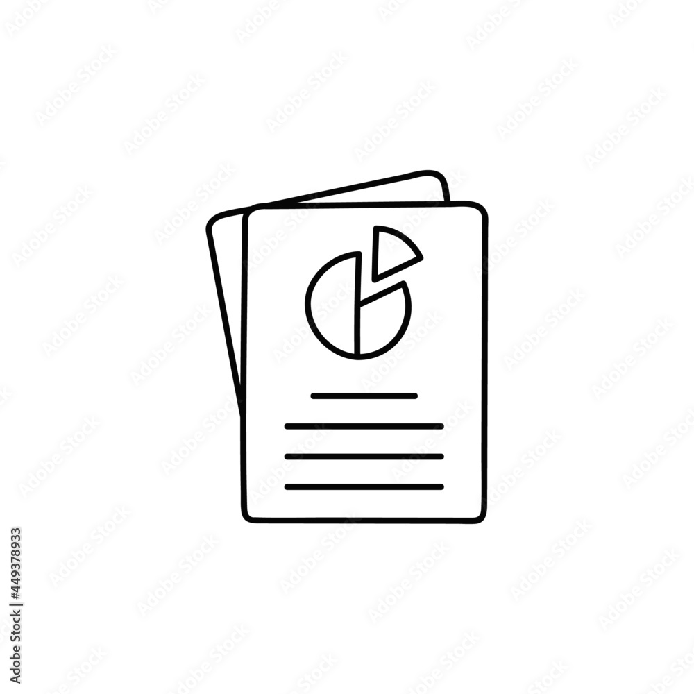 Analytics report icon in flat black line style, isolated on white background Analytics report icon in flat black line style, isolated on white background