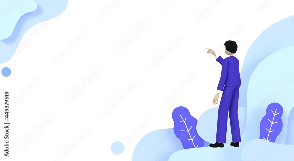 Businessman cartoon gesture with leaf on isolated background, business design concept, trendy 3d illustration, 3d render. Businessman cartoon gesture with leaf on isolated background, business design concept, trendy 3d illustration, 3d render.