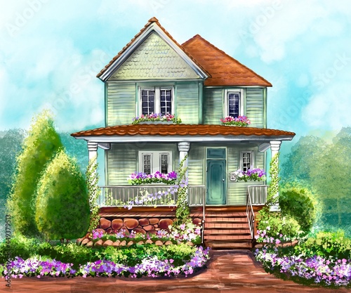 Fotografia Illustration of a wonderful house