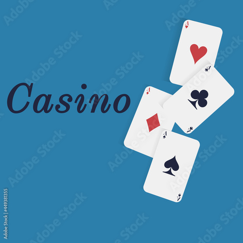 Poker. Casino. Cards aces on a blue background