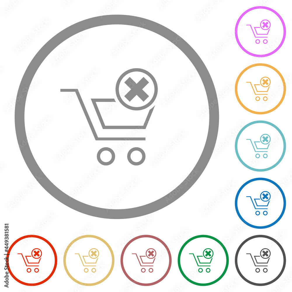 Cancel cart flat icons with outlines Cancel cart flat icons with outlines