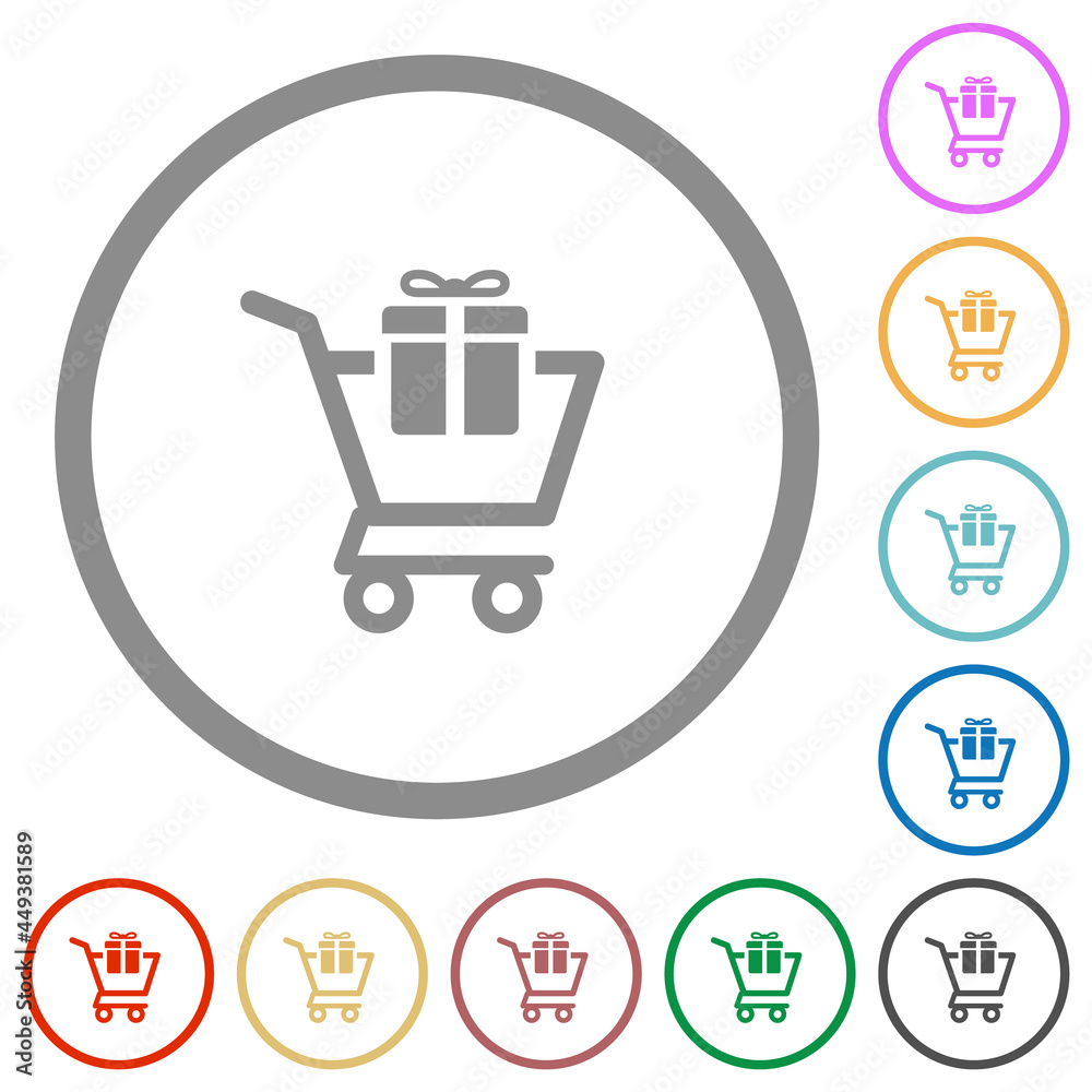 Gift shopping flat icons with outlines Gift shopping flat icons with outlines