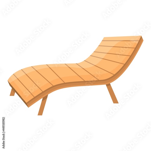 Wood chaise lounge icon cartoon vector. Beach chair. Sunbed deck