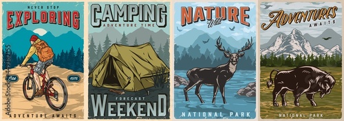 Camping and summer adventure posters
