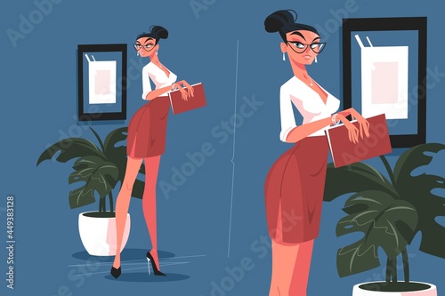 Cute secretary in office