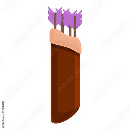 Arrow quiver icon cartoon vector. Bow bag. Leather archery bag