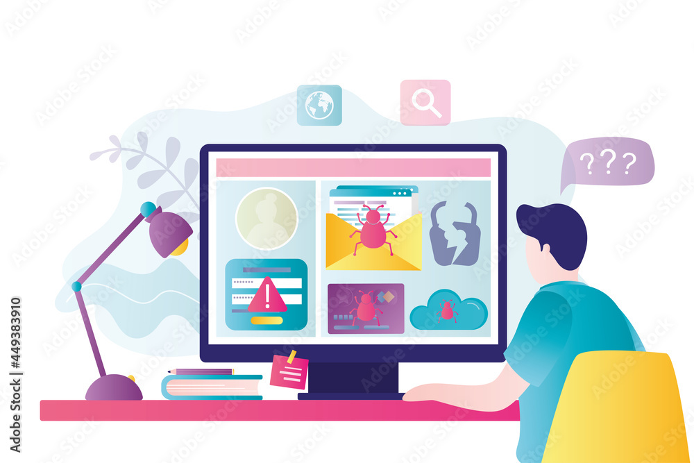 User account was hacked and personal data stolen. Concept of cyber attack and online fraud User account was hacked and personal data stolen. Concept of cyber attack and online fraud
