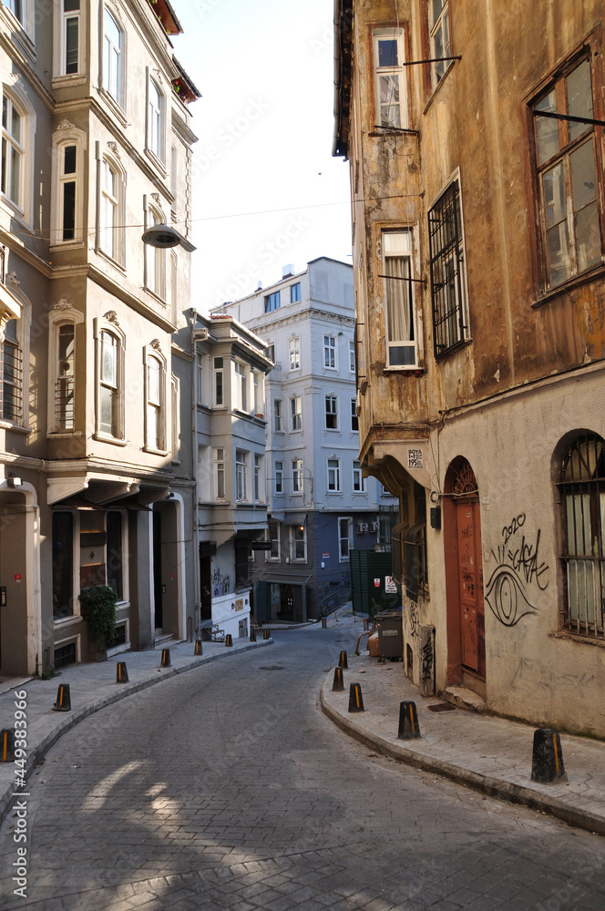 Panorama of a deserted street in Istanbul. July 08, 2021, Istanbul, Turkey.